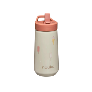 NOÜKA - Garrafa de plástico com tampa flip-top e palhinha 400 ml Ice Cream