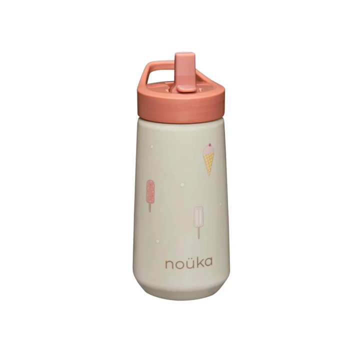 NOÜKA - Garrafa de plástico com tampa flip-top e palhinha 400 ml Ice Cream