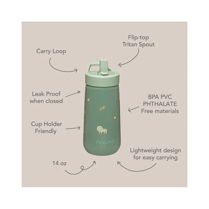 NOÜKA - Garrafa de plástico com tampa flip-top e palhinha 400 ml Bailarina