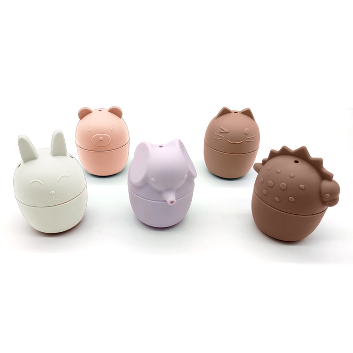 PLAY AND STORE - Conjunto de 5 Brinquedos de Banho para Crianças - Cores Claras